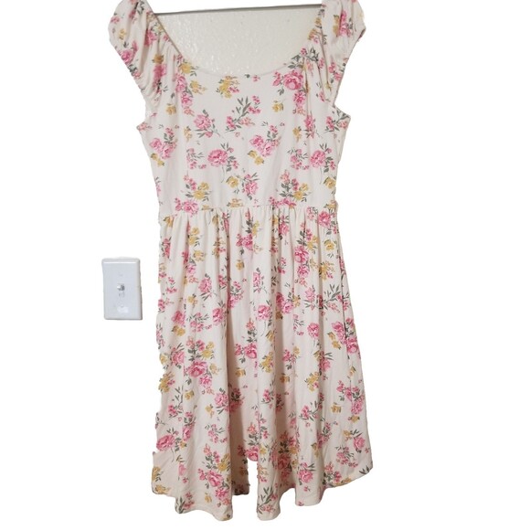 No Boundaries Juniors Dress Floral Large 11 13 Ivory Pink‎  Hi Lo Boho Peasant - Picture 5 of 7